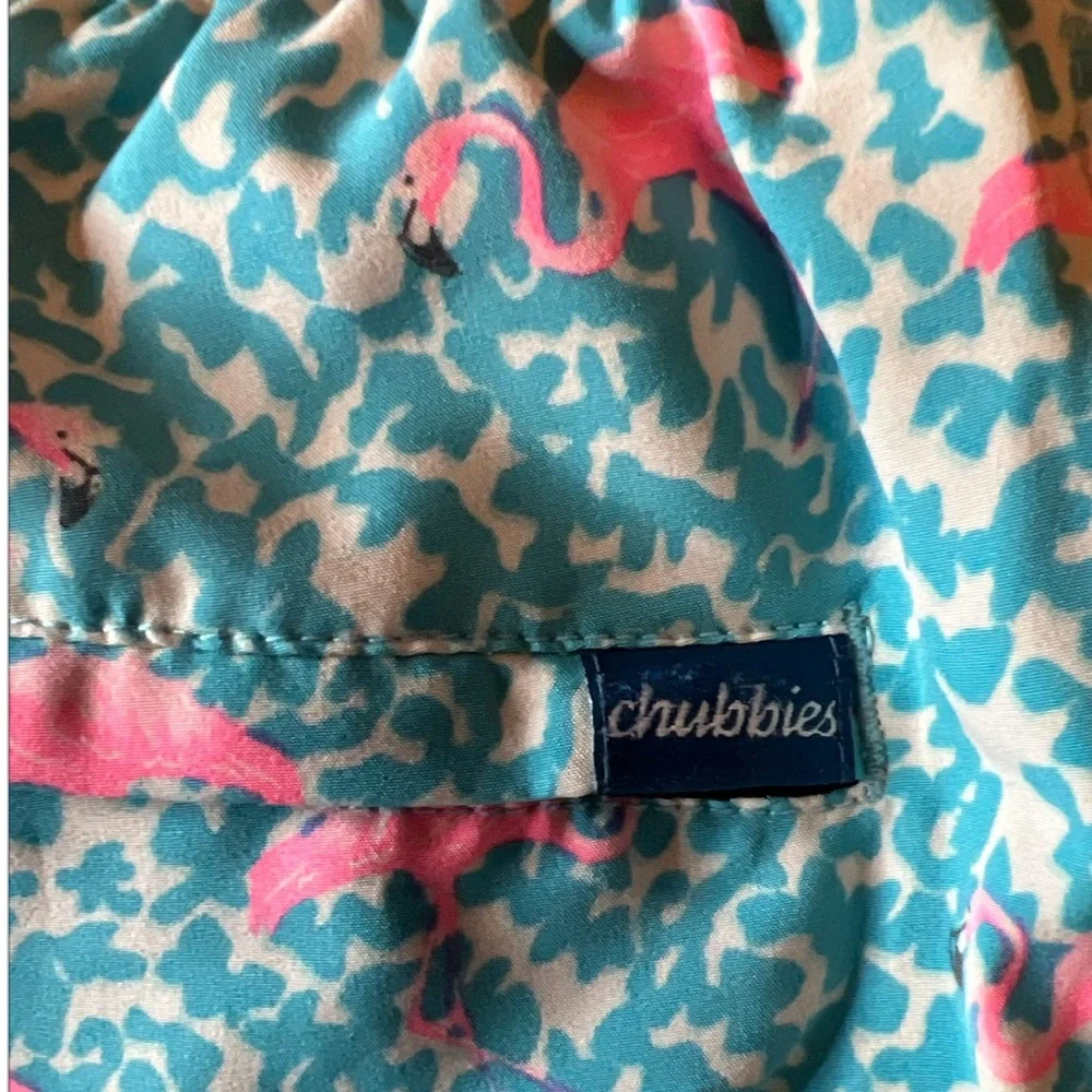 Chubbies Men’s‎ Flamingo Swim Trunks Blue Pink 5.5” Inseam Size Small